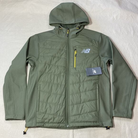 New Balance Hybrid Jacket Fleece Puffer Mens Sz M Full Zip Cottagecore Green - Picture 1 of 16